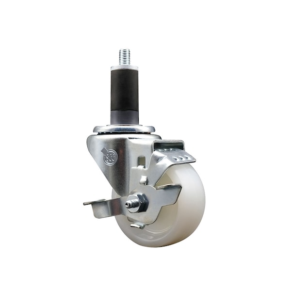 3'' SS Nylon Swivel 1-1/4'' Expanding Stem Caster with Brake
